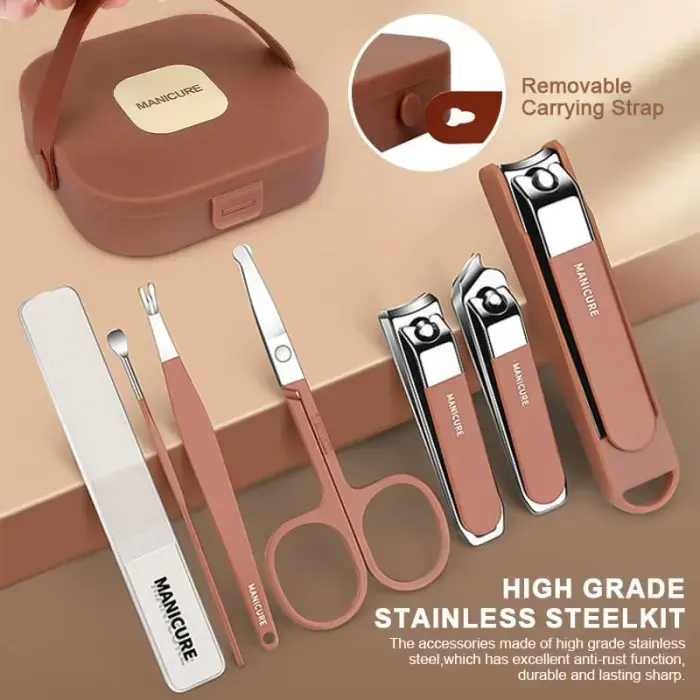 7 pcs Manicure Pedicure Nail Cutter Box Set Stainless Steel